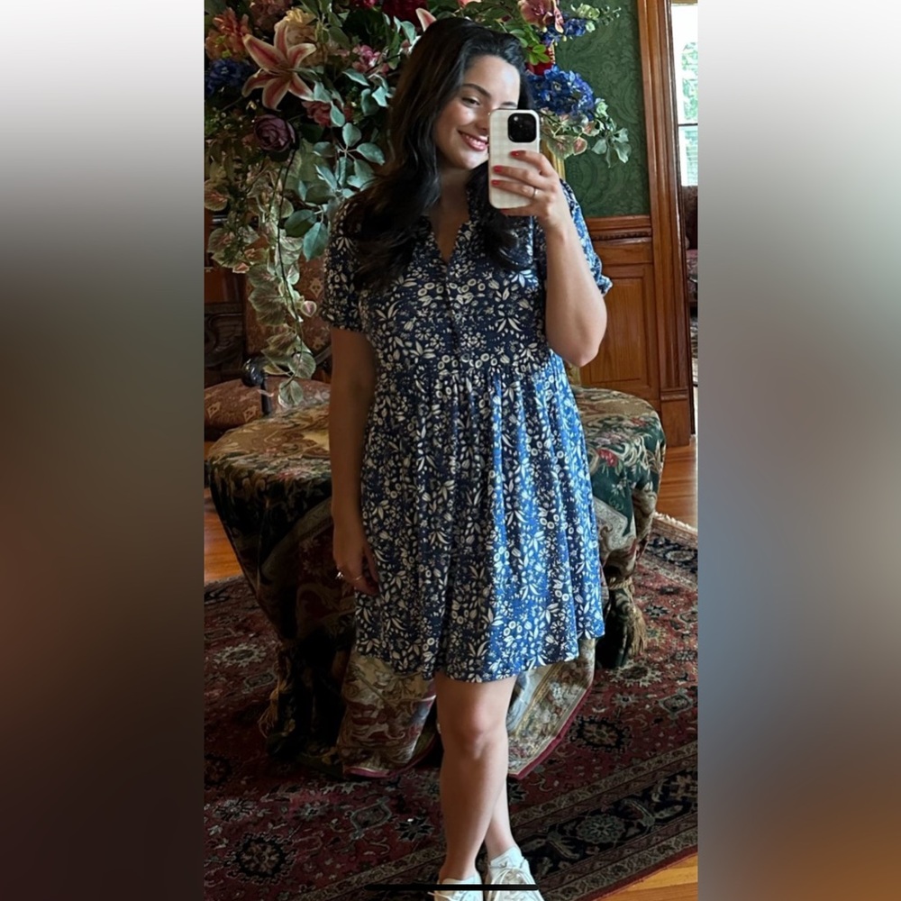 Boden Blue and White Floral Dress